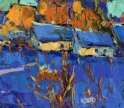 Vibrant impressionist oil painting of frosty stars by Oksana Ivanyuk