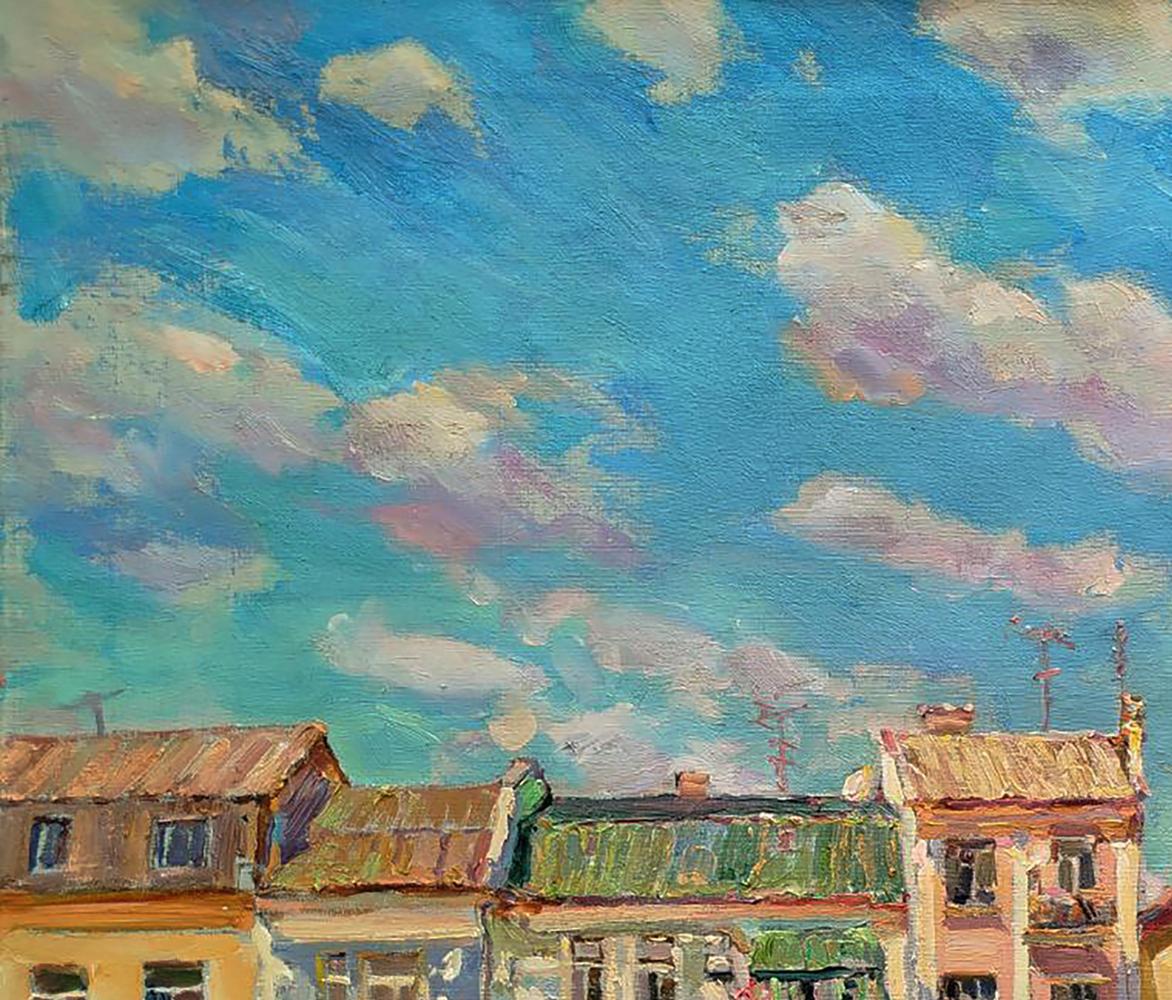 Vibrant impressionistic oil painting Quiet city street by Leonid Pavlenko