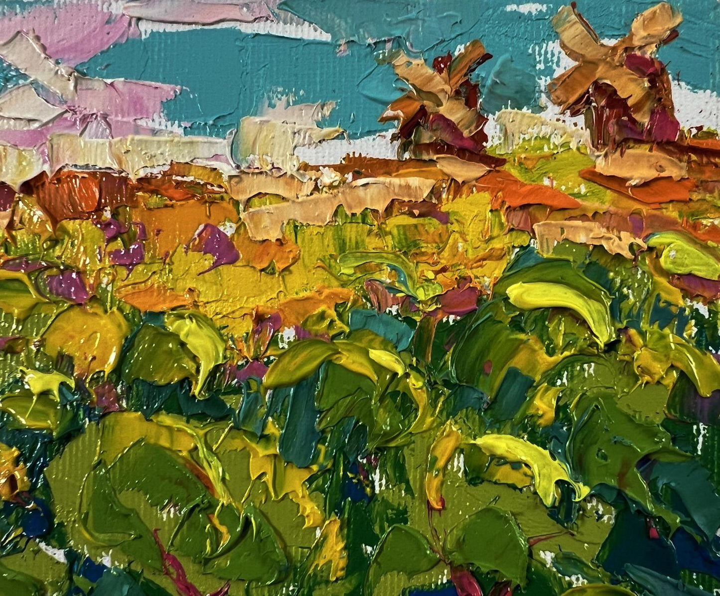 Vibrant impressionist oil painting by Oleksiy Ivanyuk of summer forest and fields