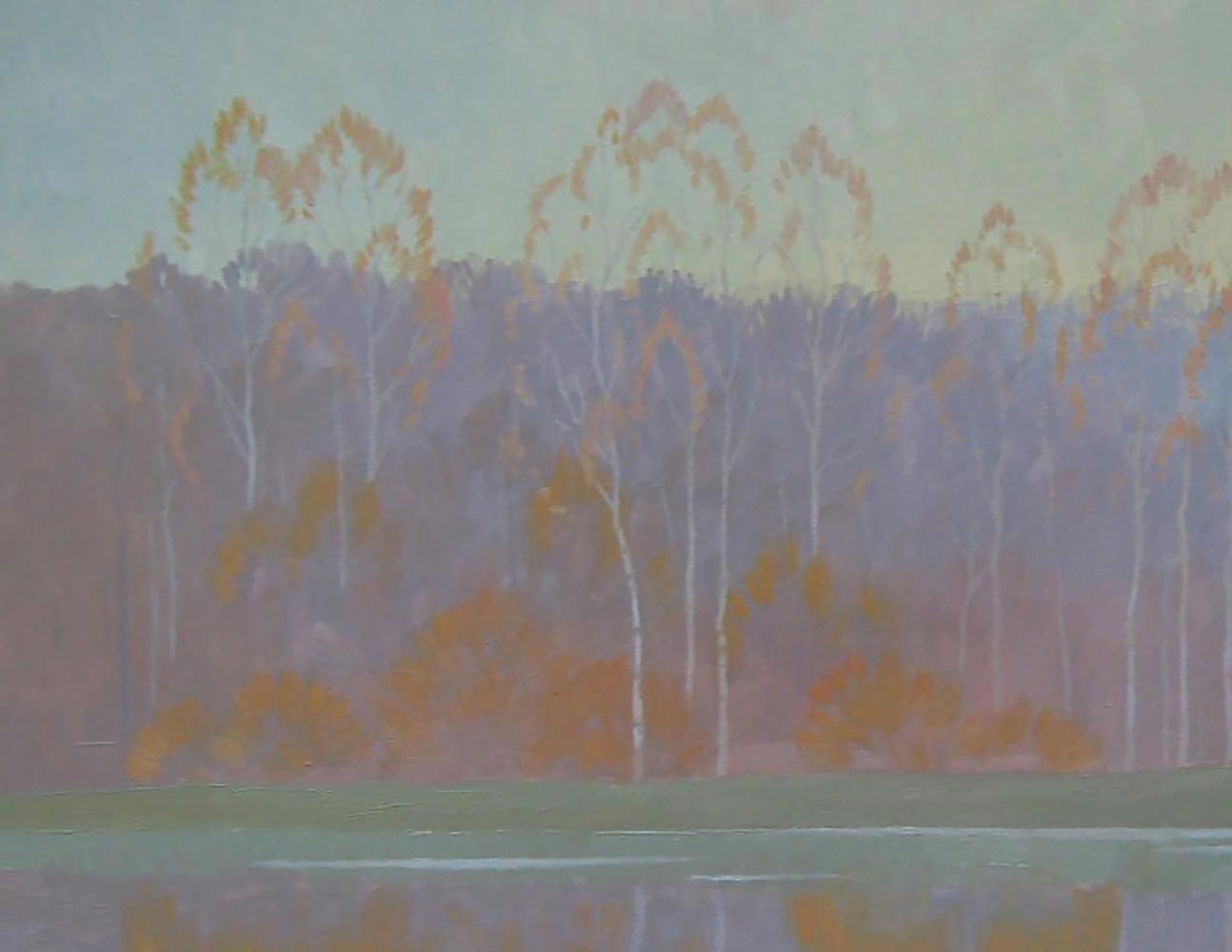 Oil painting Autumn reflections of nature by Valery Savenets forest scene