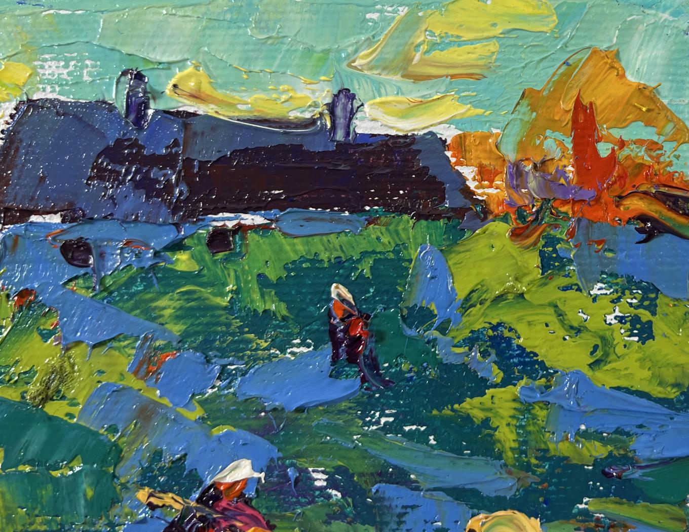 Vibrant impressionist oil painting Work in the Garden by Oleksiy Ivanyuk