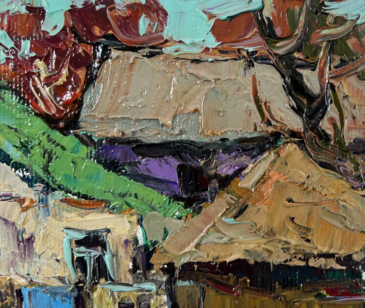 Oil painting First Warm Day by Oksana Ivanyuk village scene