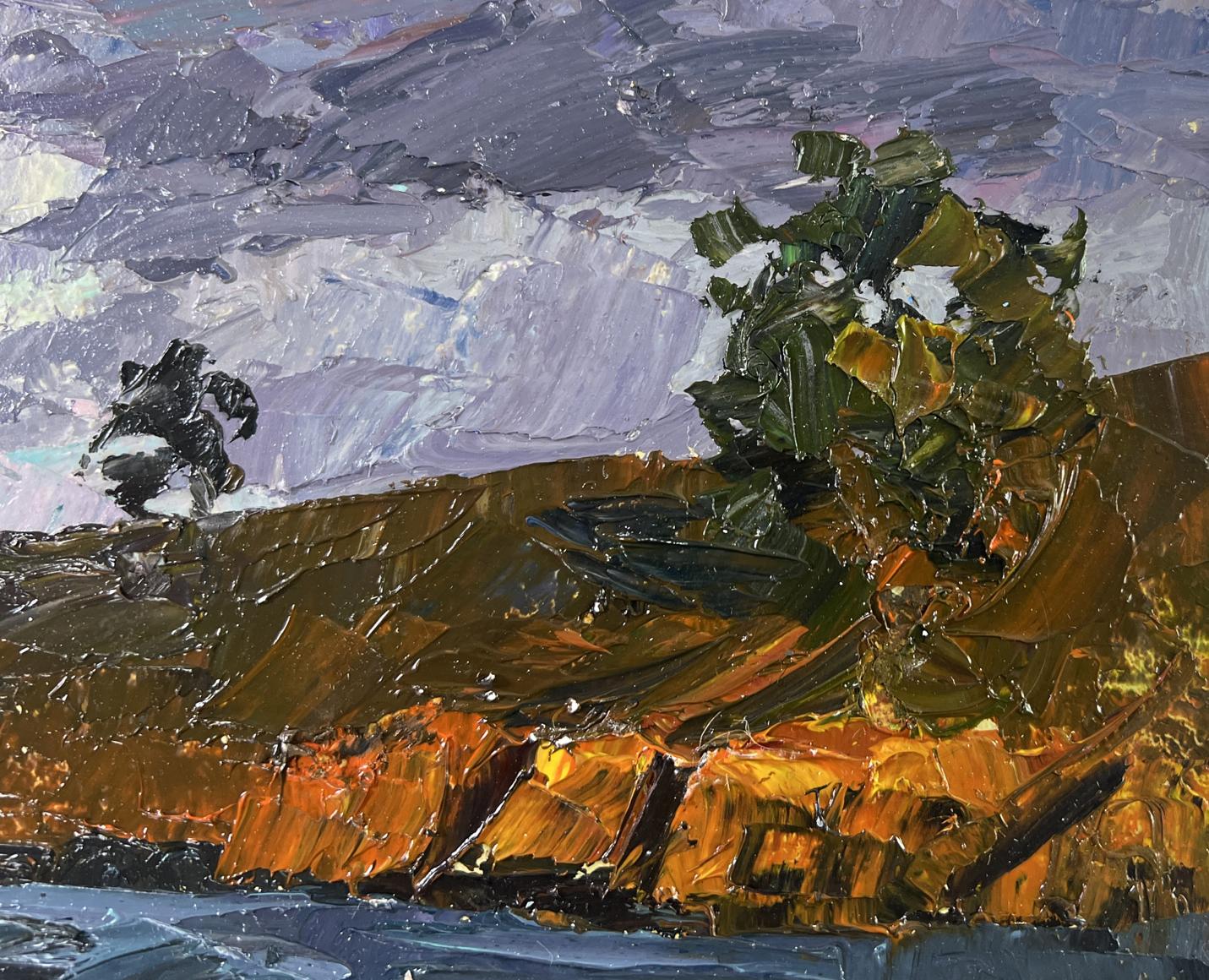 Oil painting The gray day is silent by Boris Serdyuk, rugged coast
