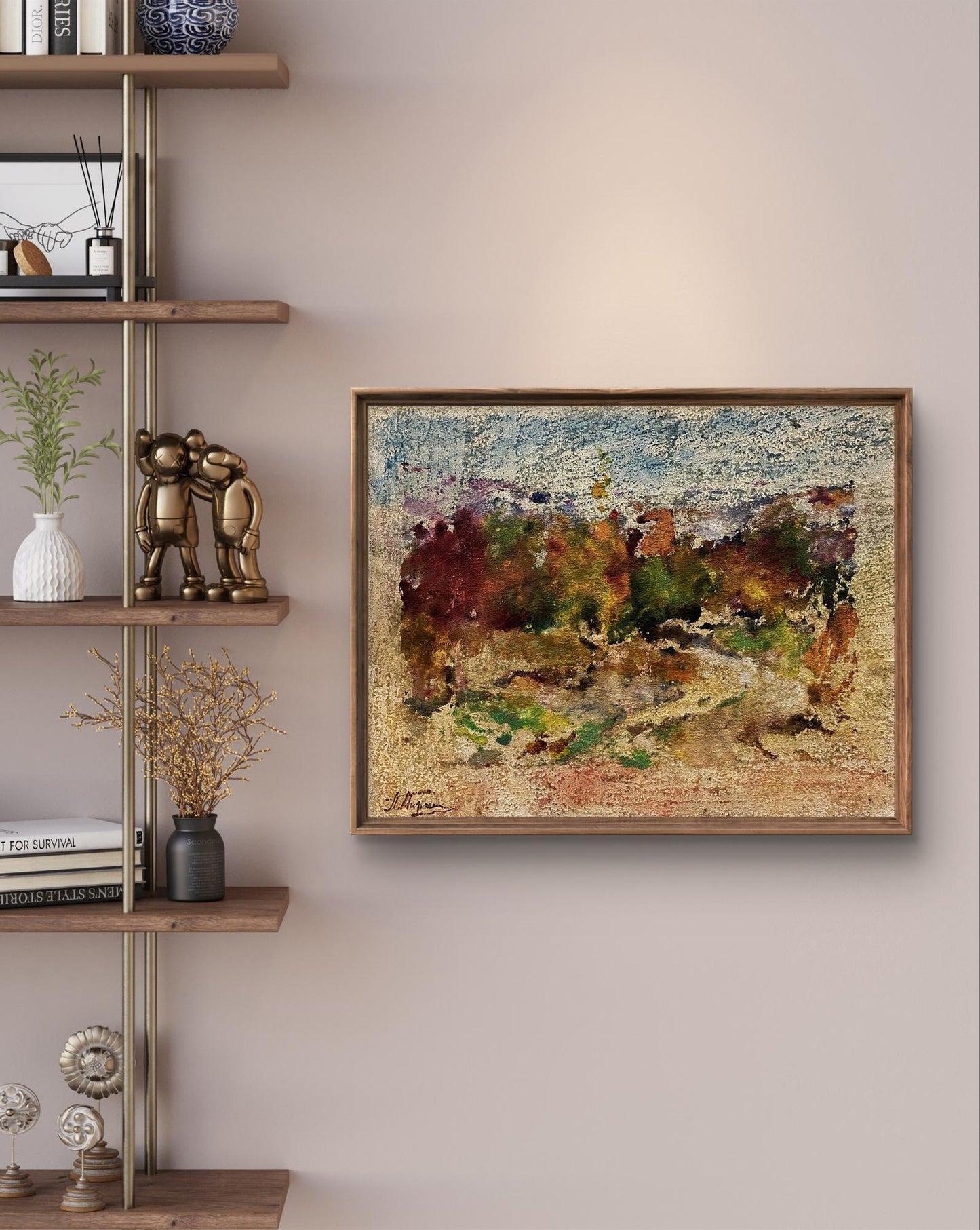 Oil painting Utopian thoughts by Pavlo Miroshnychenko in wooden frame