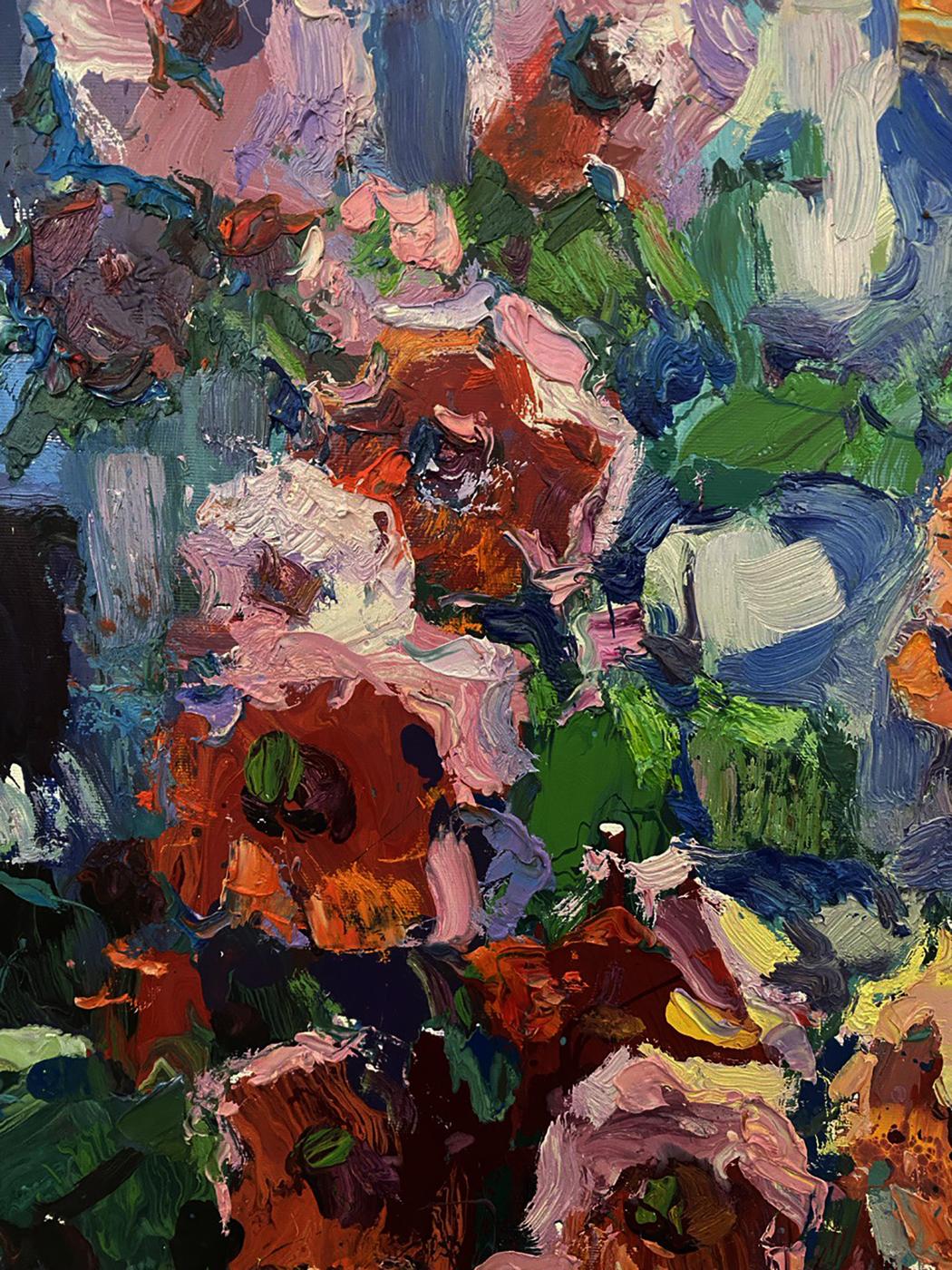 Vibrant Blooming Garden oil painting by Oksana Ivanyuk in impressionist style