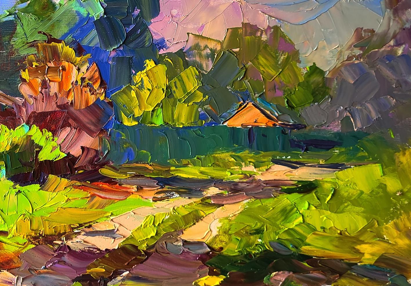 Oil painting Autumn came suddenly by Boris Serdyuk vibrant impressionist landscape