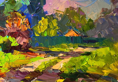Oil painting Autumn came suddenly by Boris Serdyuk vibrant impressionist landscape