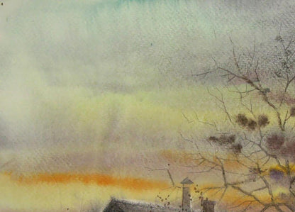 Watercolor painting Winter is coming by Valery Savenets winter landscape