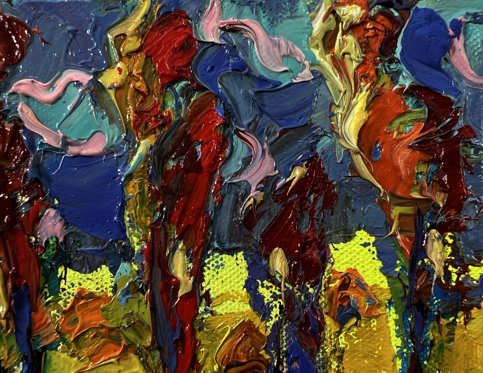 Vibrant Evening Trees oil painting by Oleksiy Ivanyuk with bold textured strokes