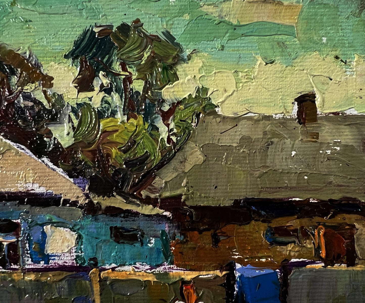 Impasto oil painting Warm day in the village by Oksana Ivanyuk