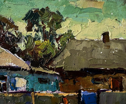 Impasto oil painting Warm day in the village by Oksana Ivanyuk
