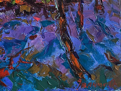 Vibrant impressionist oil painting Moonlit night in the field by Oleksiy Ivanyuk