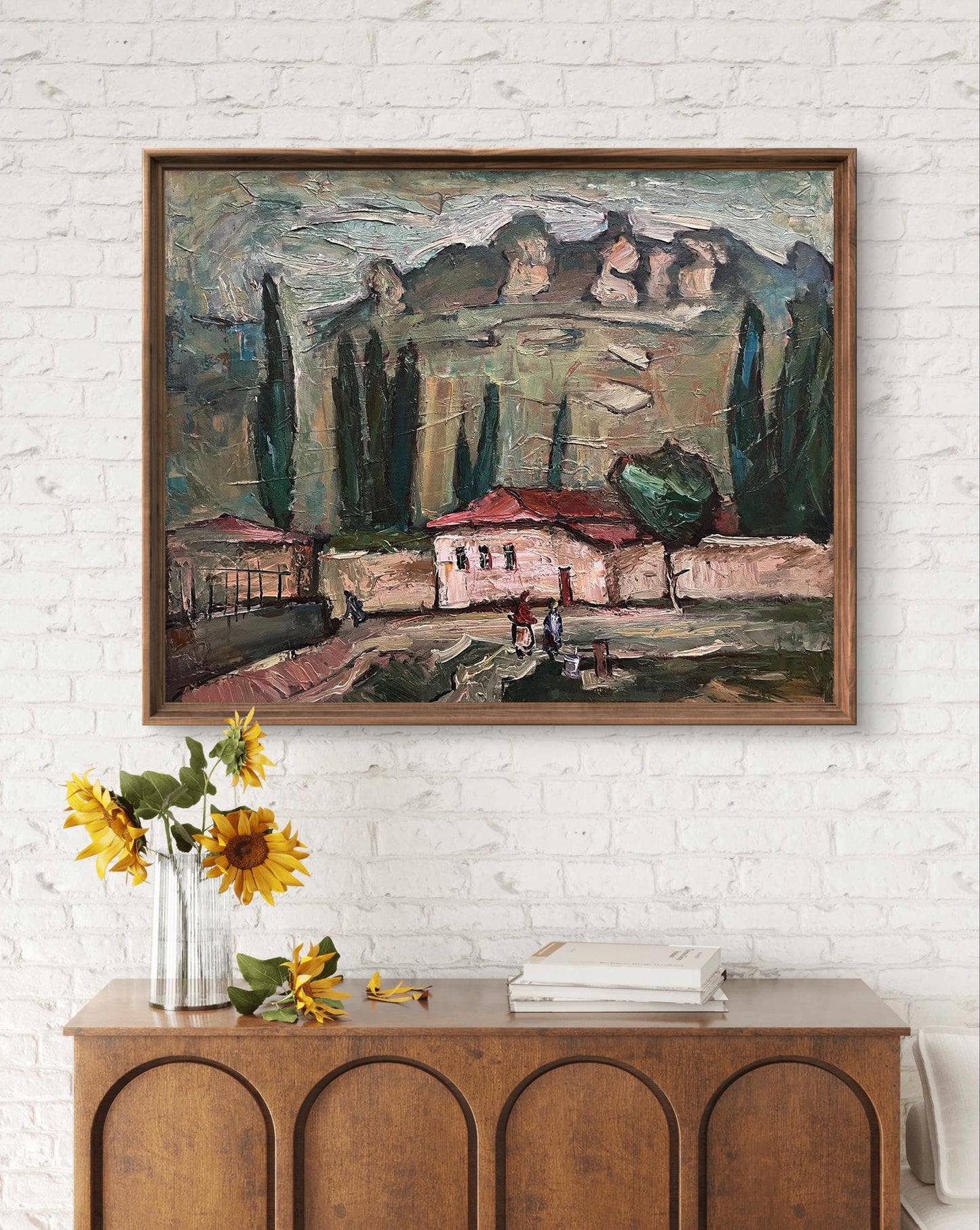 Oil painting In the Mountains by Oleksandr Andreev in wooden frame