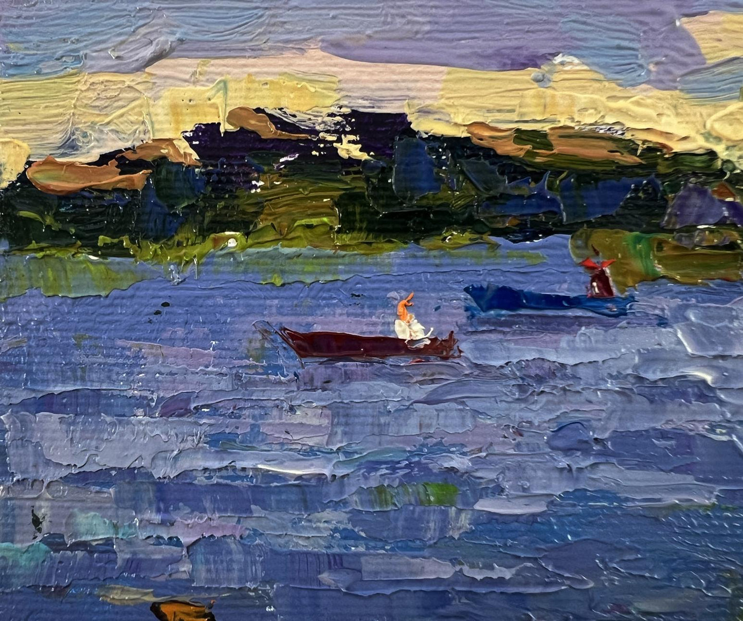 Oil painting Relaxing by the evening river by Oksana Ivanyuk