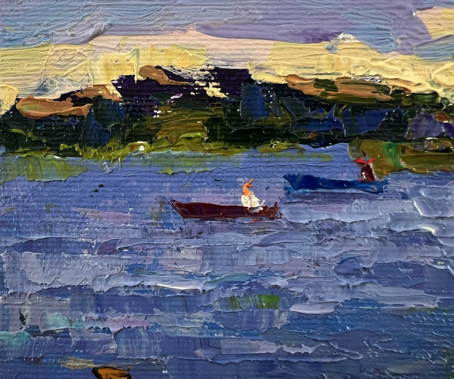 Oil painting Relaxing by the evening river by Oksana Ivanyuk