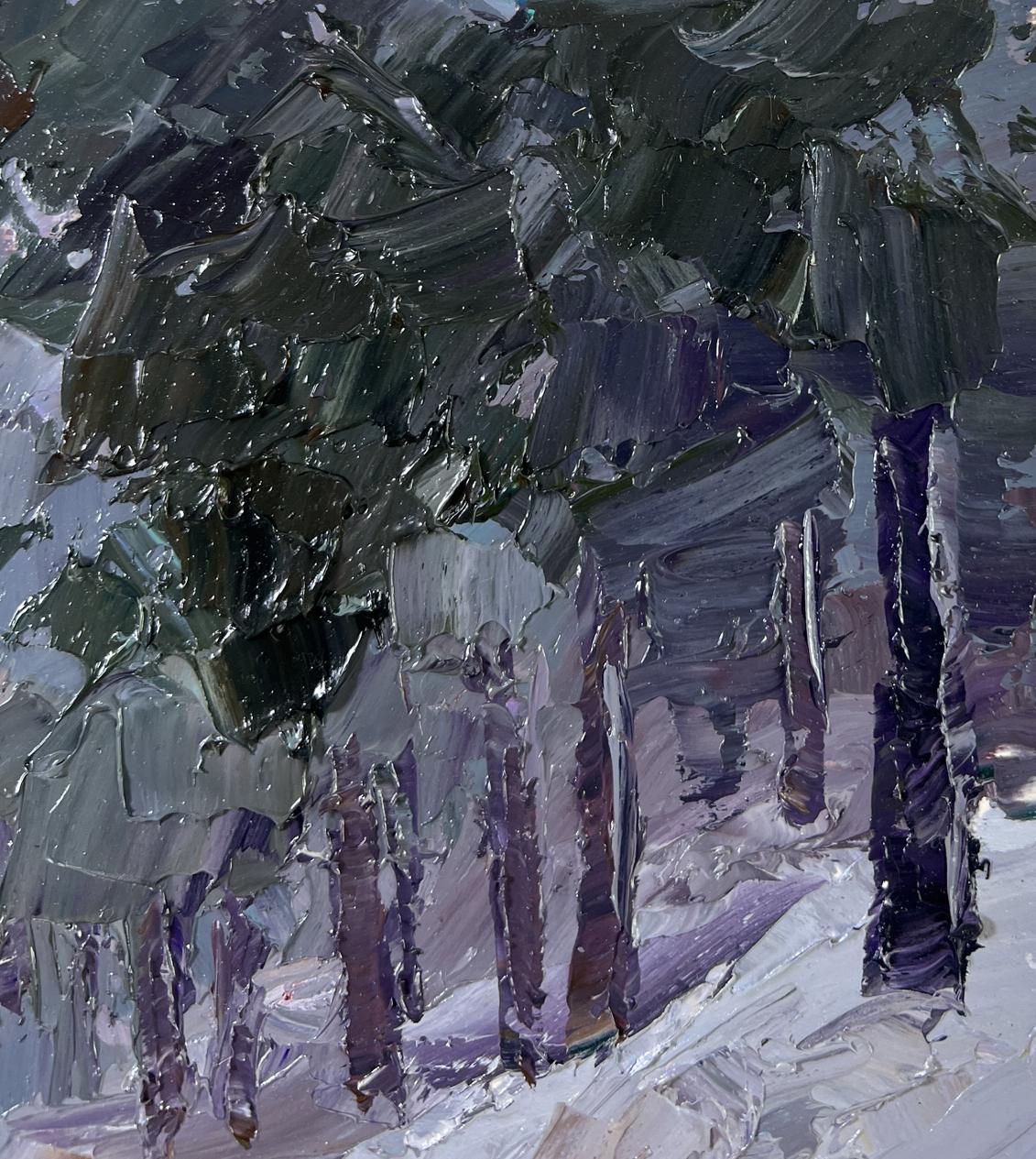 Impressionistic oil painting Without a Trace by Boris Serdyuk snowy forest