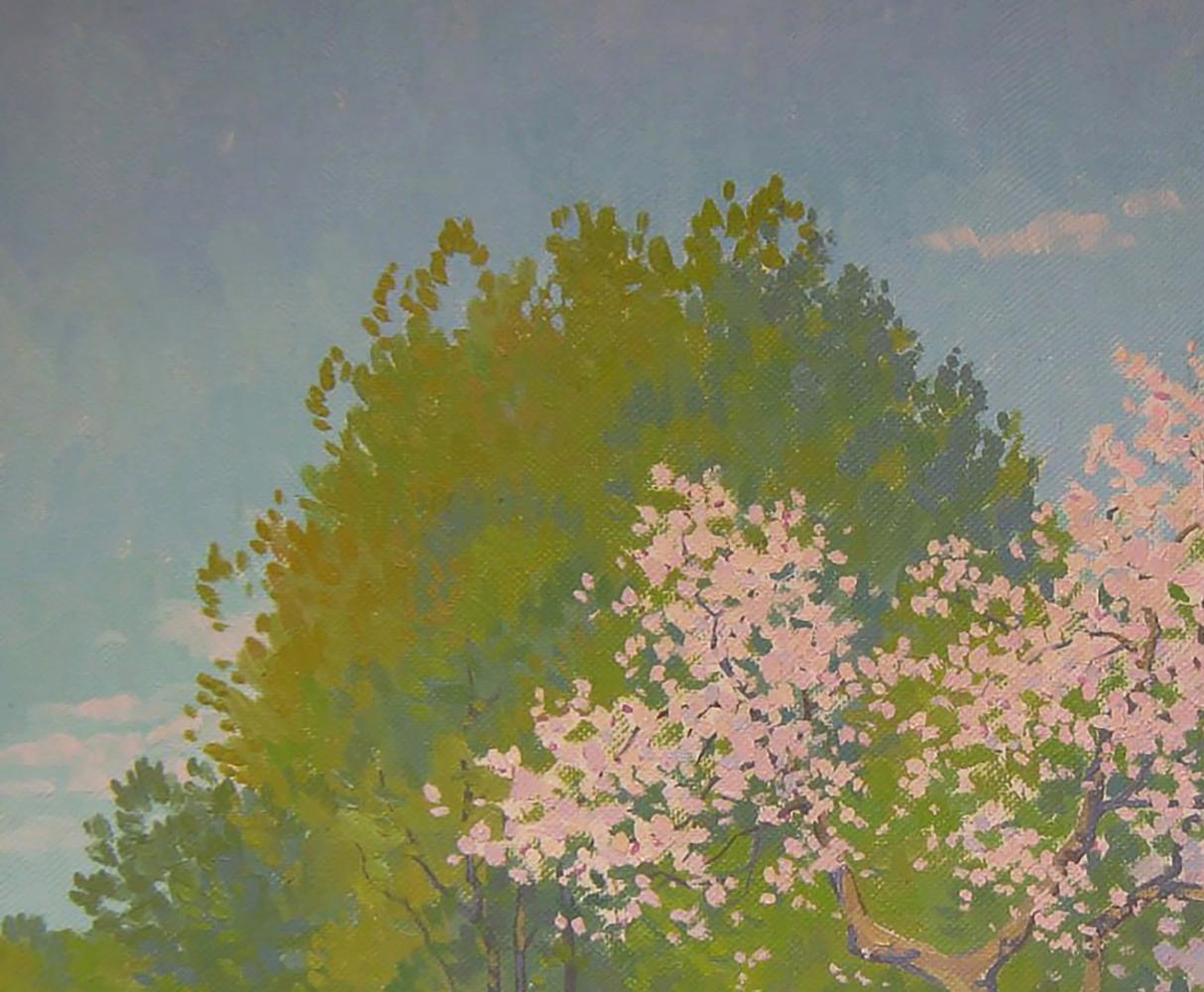 Oil painting of blooming cherry tree by Valery Savenets