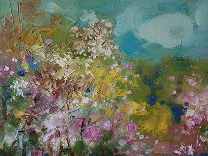 Vibrant abstract oil painting Spring stream in forest by Anatoly Tarabanov
