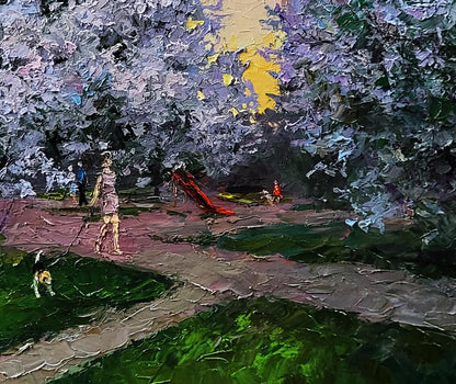 Vibrant impressionist oil painting Evening Courtyard in the City by Boris Serdyuk