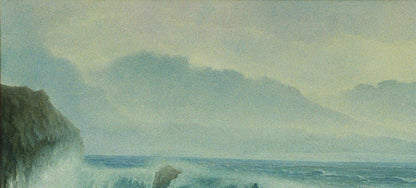 Misty coastal oil painting Waves on the seashore by Vasily Korkishko