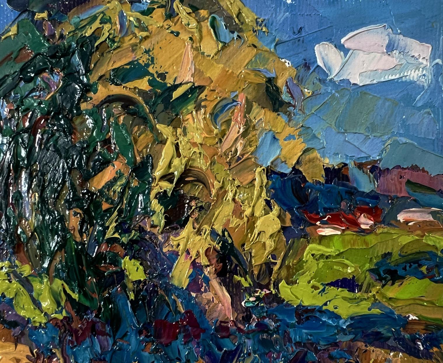 Vibrant impressionist oil painting Summer haymaking by Oksana Ivanyuk