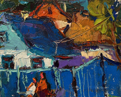 Vibrant impressionist oil painting Near the village yard by Oksana Ivanyuk