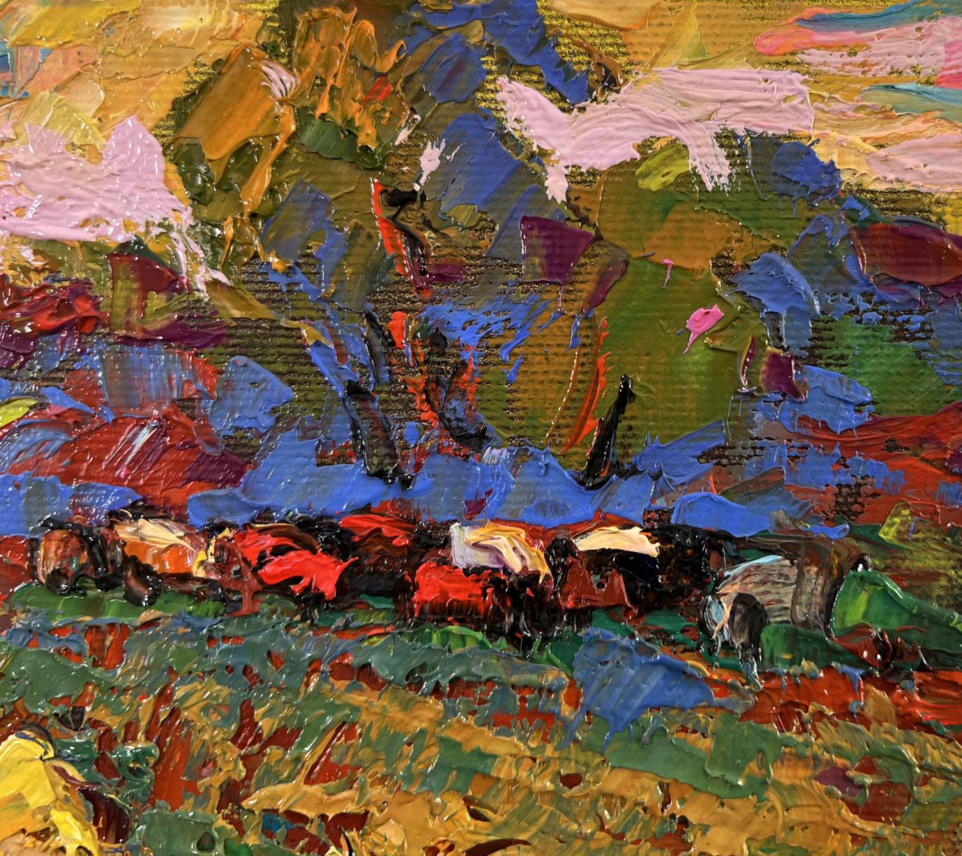 Vibrant impressionist oil painting In the Morning in the Field by Oksana Ivanyuk