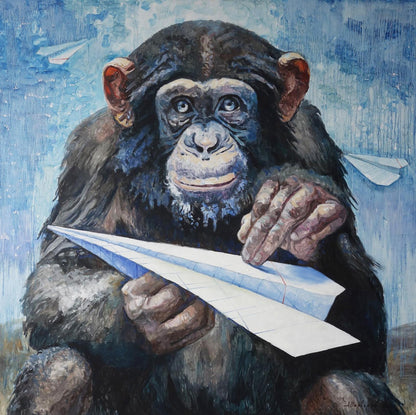 Oil painting Portrait of little monkeys Anatoly Varvarov