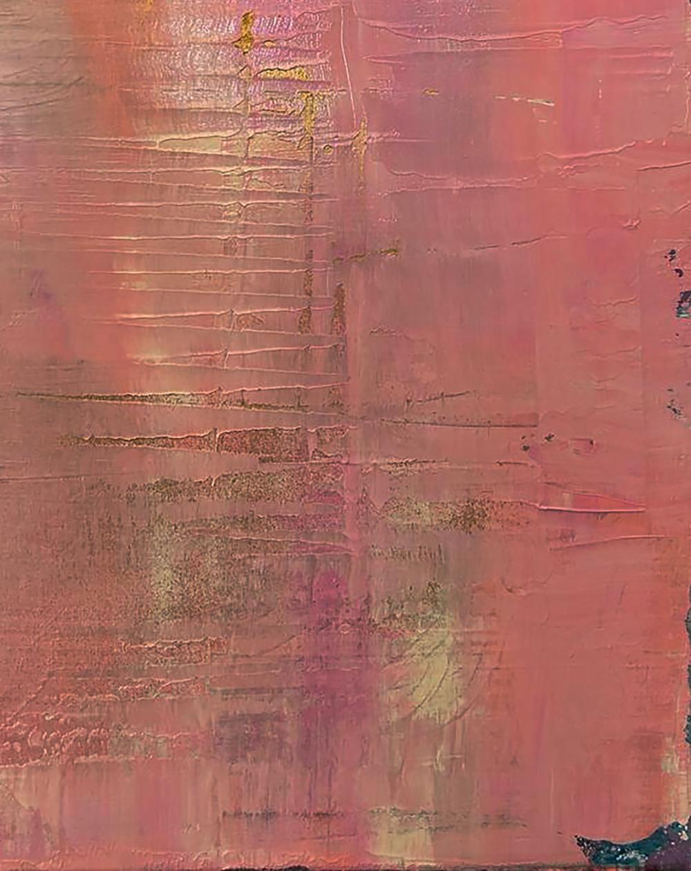 Acrylic painting Tenderness in my eyes by Olga Melezhik, pink peach gold abstract