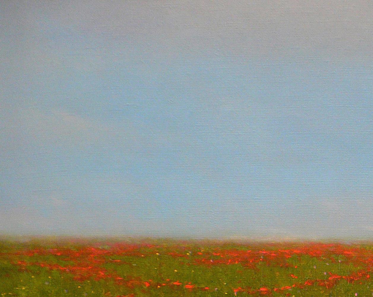 Oil painting of blooming red poppy field by Vasily Korkishko