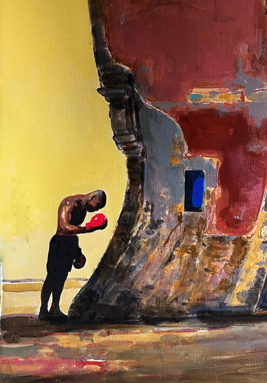 Acrylic painting Before the Fight by Juan Angel Gonzalez de la Calle