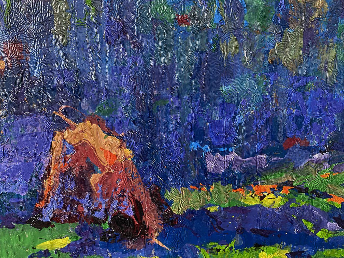 Oil painting The sun is setting by Oleksiy Ivanyuk, textured sunset figure