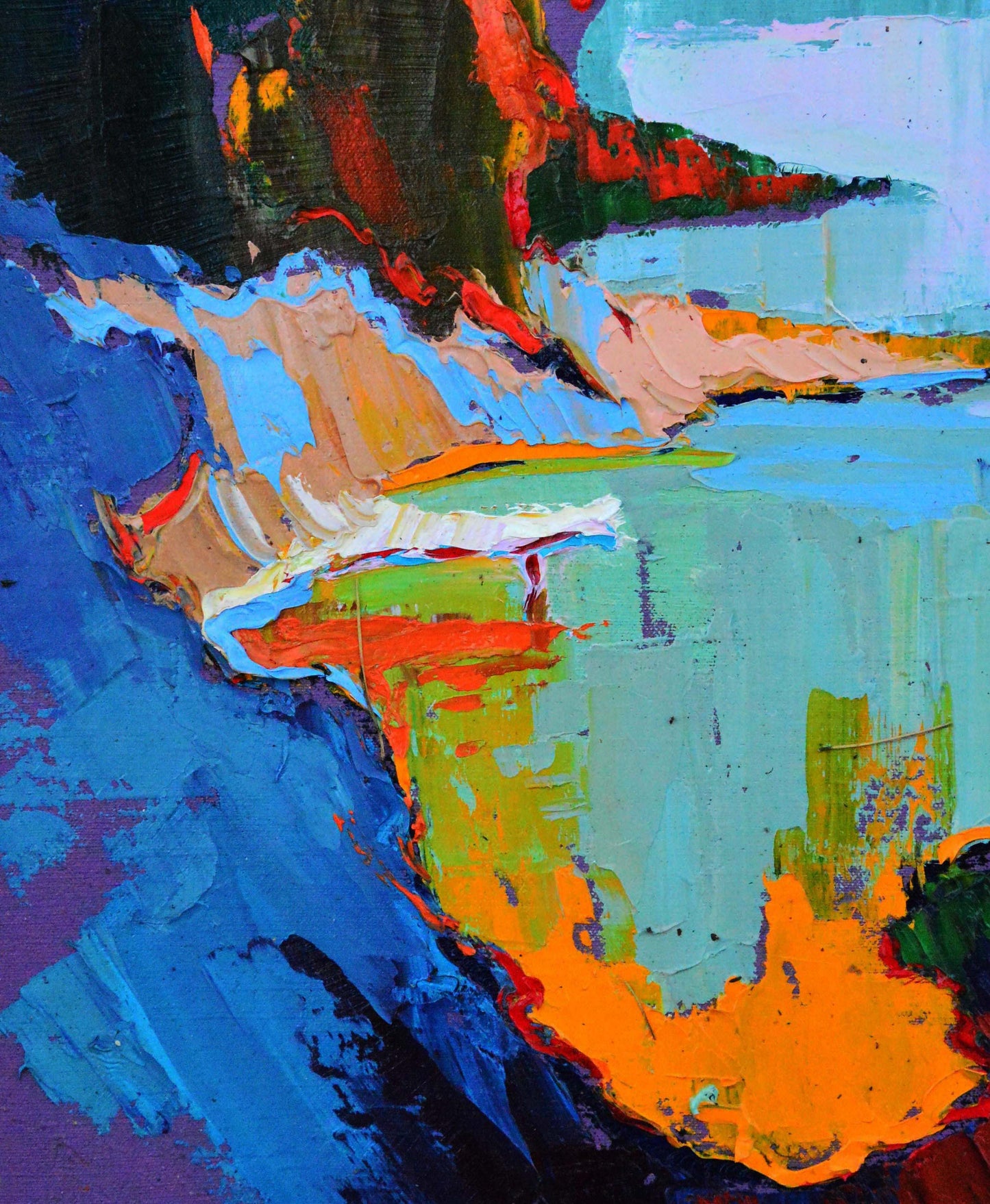 Vibrant Evening Seashore oil painting by Natalia Korf-Ivaniuk with impasto strokes