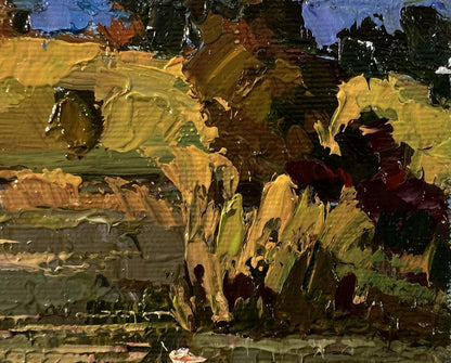 Impasto textured Oil painting At the autumn shore by Oksana Ivanyuk