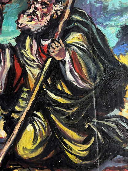 Oil painting of robed Moses with staff by Alexander Litvinov, The Messengers