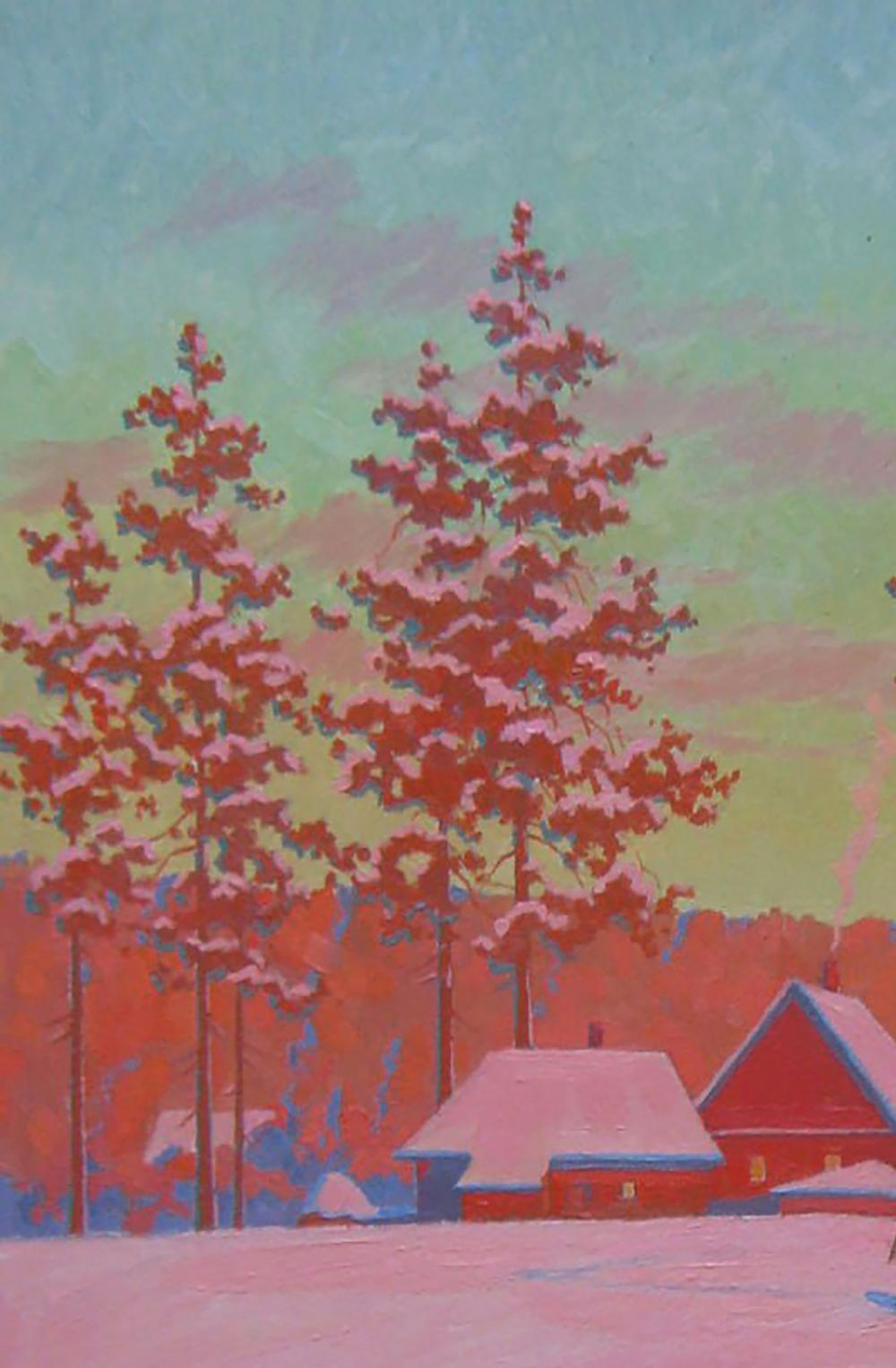 Oil painting Frosty evening in the village by Valery Savenets