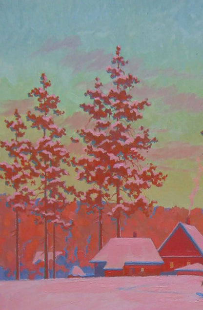 Oil painting Frosty evening in the village by Valery Savenets