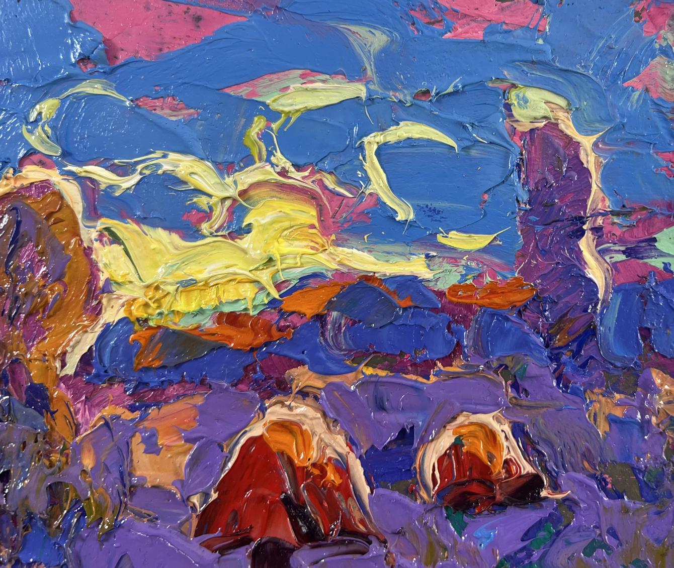 Vibrant Oleksiy Ivanyuk oil painting In the blue distance of dreams with textured brushstrokes