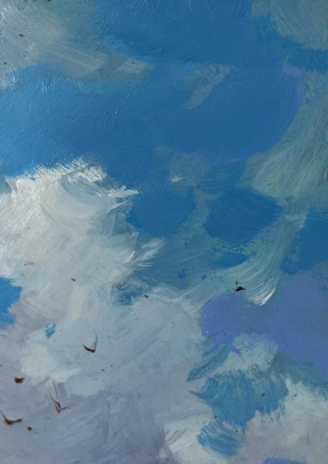 Abstract oil painting Path to the sky by Yuriy Suprunchuk in blue white shades