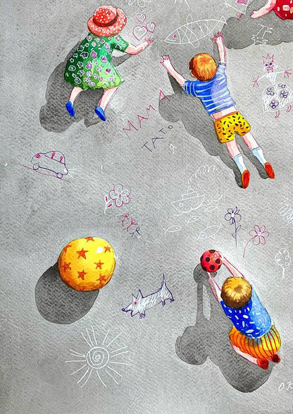 Watercolor painting Sunny Childhood Olena Klimenko