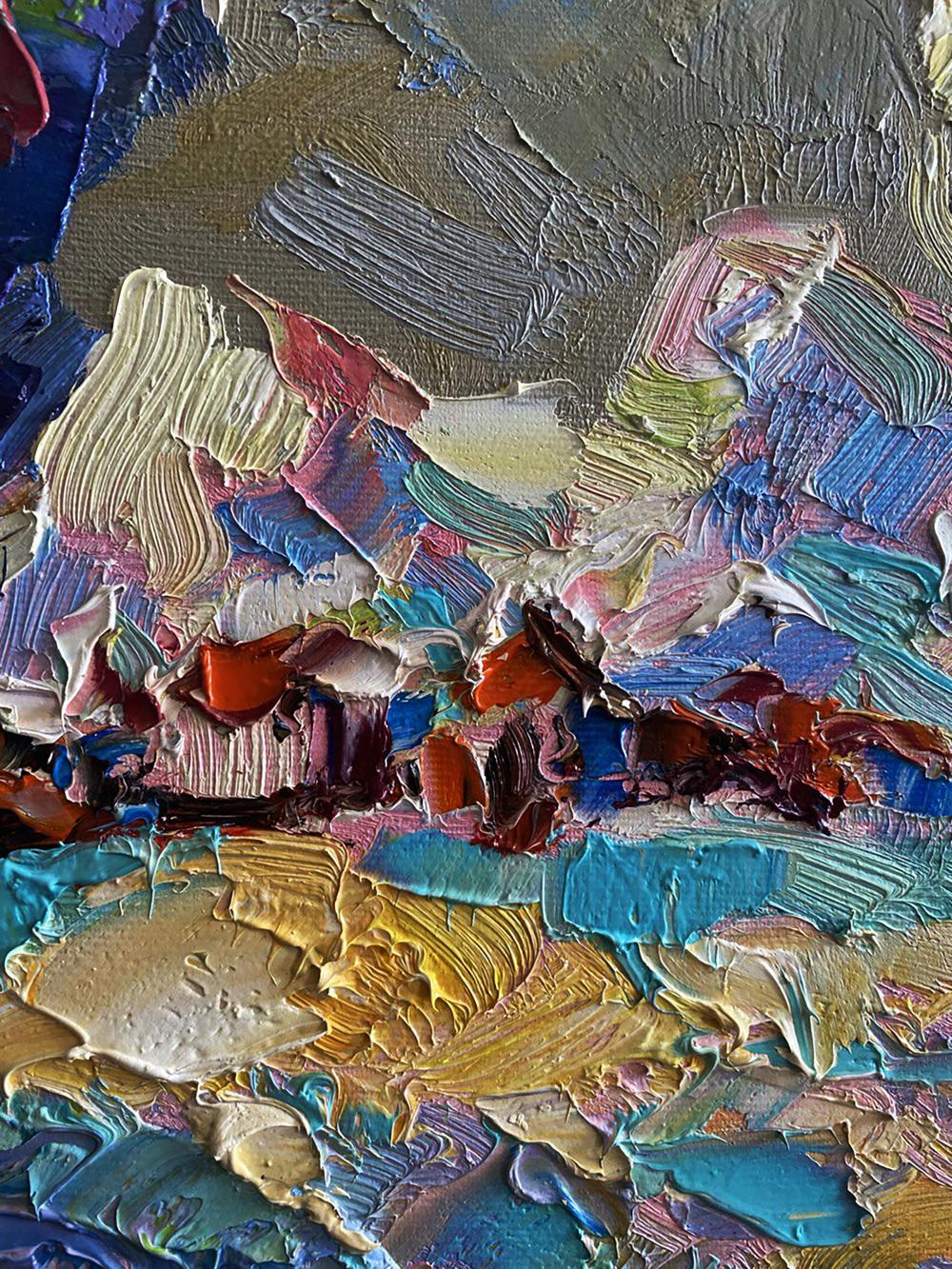 Oil painting Hot day in the village by Oleksiy Ivanyuk, vibrant impasto abstract