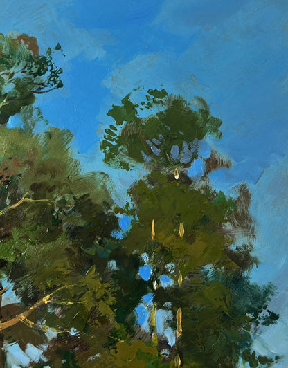 Textured impressionist oil painting of summer road to forest by Yuriy Suprunchuk