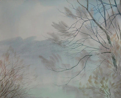 Delicate watercolor of bare branches by Valery Savenets Before spring