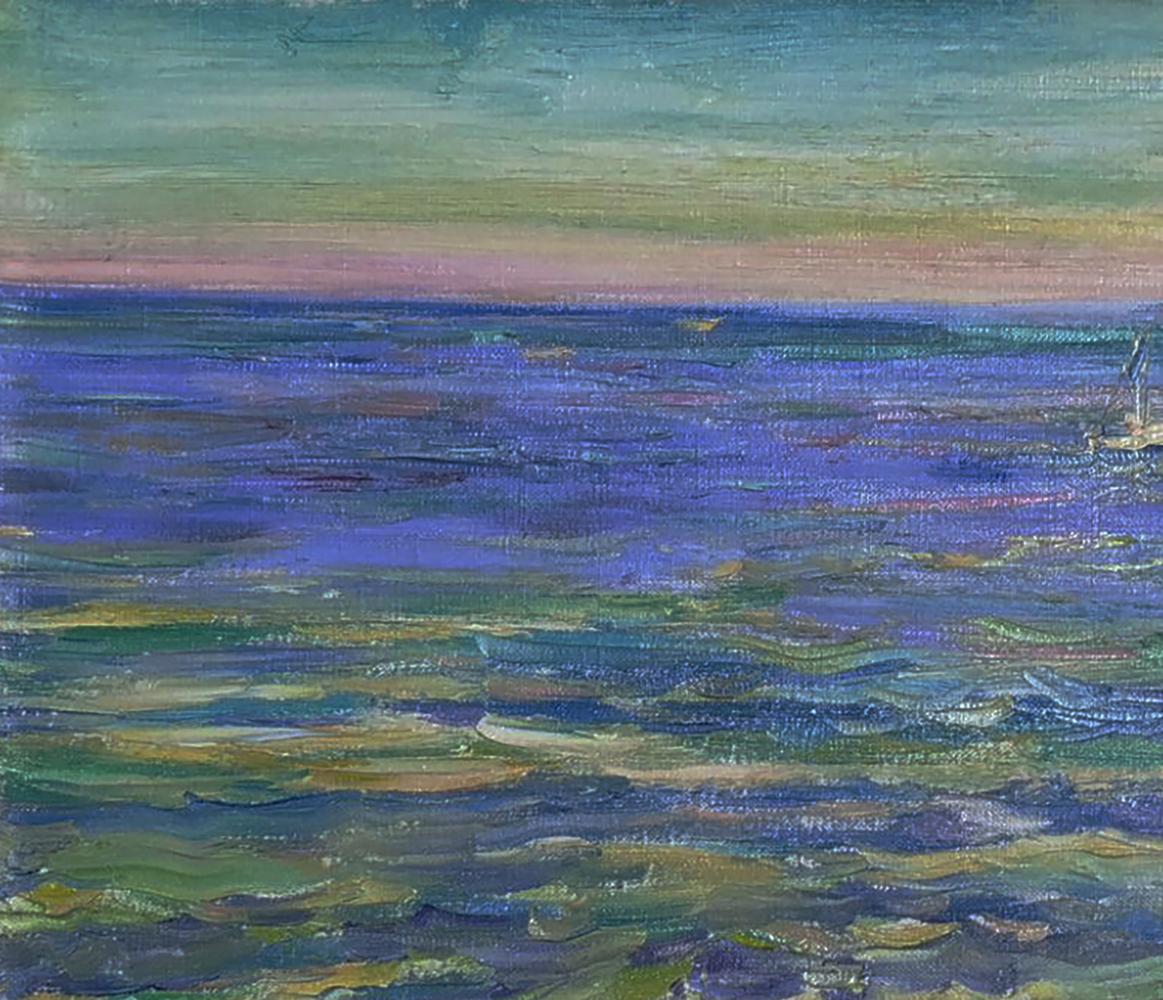 Textured oil painting Quiet Sea Evening by Leonid Pavlenko seascape