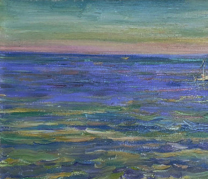 Textured oil painting Quiet Sea Evening by Leonid Pavlenko seascape
