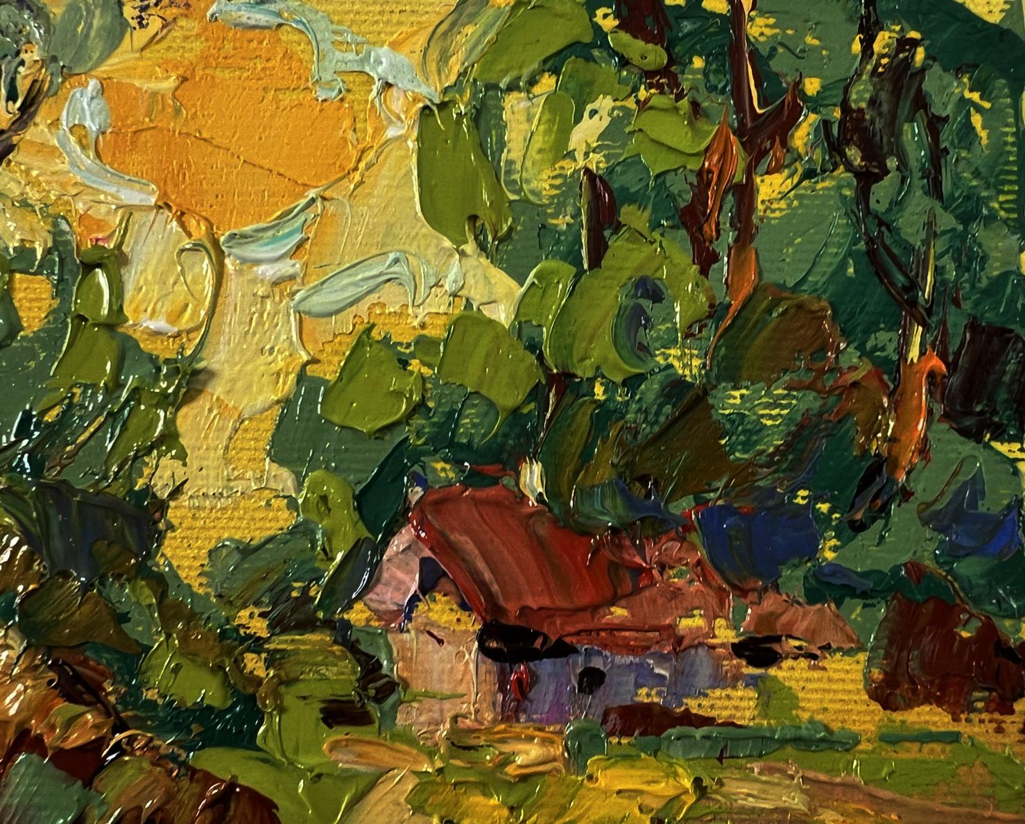 Vibrant impressionist oil painting of sunny country day cottage by Oleksiy Ivanyuk