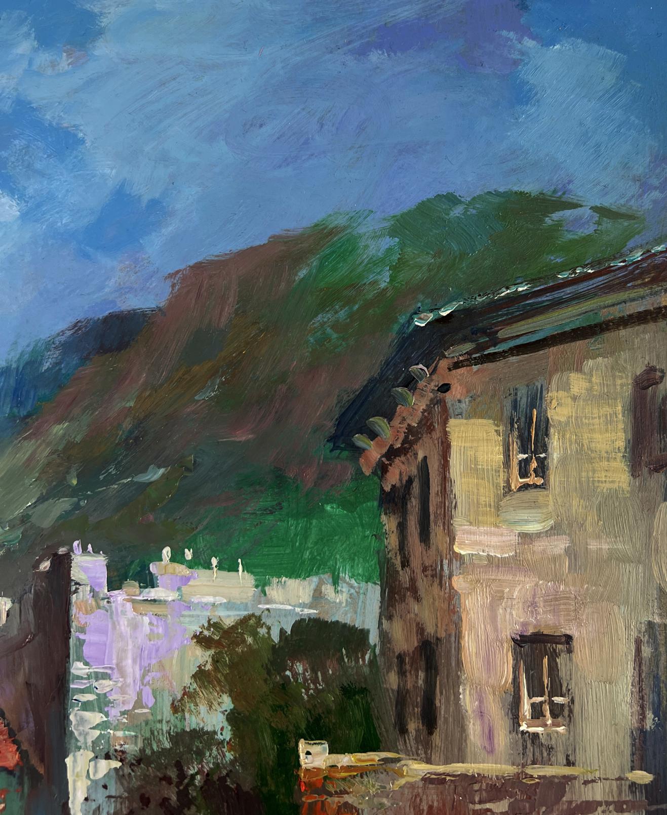 Oil painting Coast with quiet houses by Yuriy Suprunchuk impressionistic scene