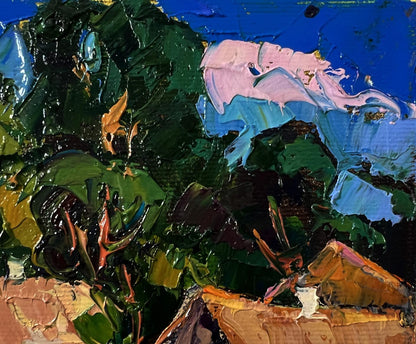 Vibrant impressionist oil painting Summer days in the village by Oksana Ivanyuk