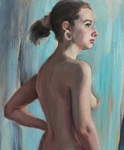 Oil painting Morning portrait of female figure with ponytail by Oksana Osnach