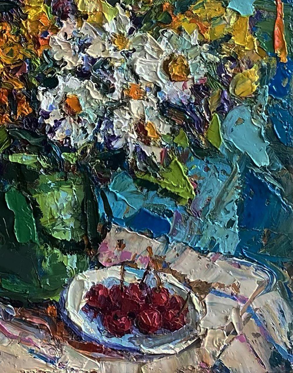 Oil painting Summer still life by Oksana Ivanyuk with daisies